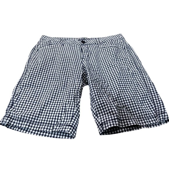 Lee Pants - Lee Womens Natural Fit Gingham Shorts Size M Cotton/Spandex Blue/White